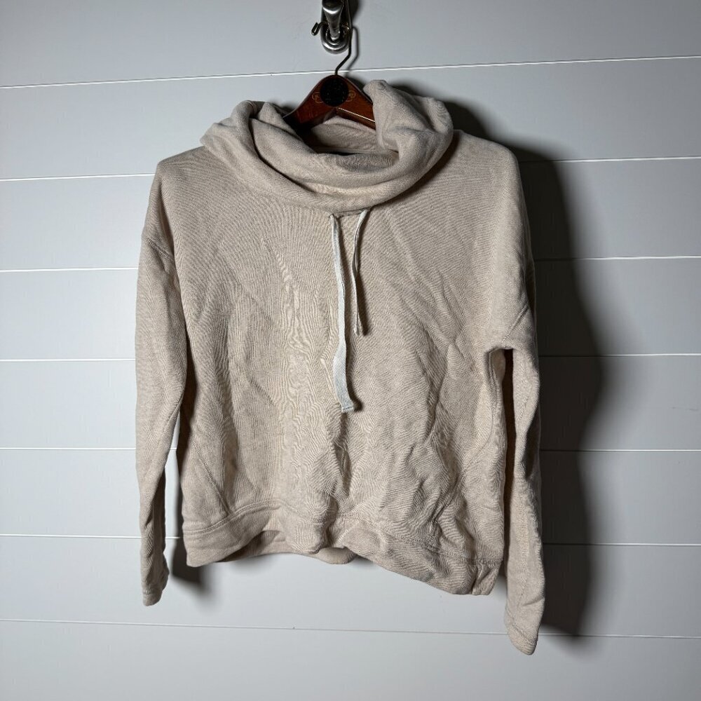 Ralph Lauren LRL Lauren Jeans Co Cowl Neck Long Sleeve Shirt Sz Large Oatmeal